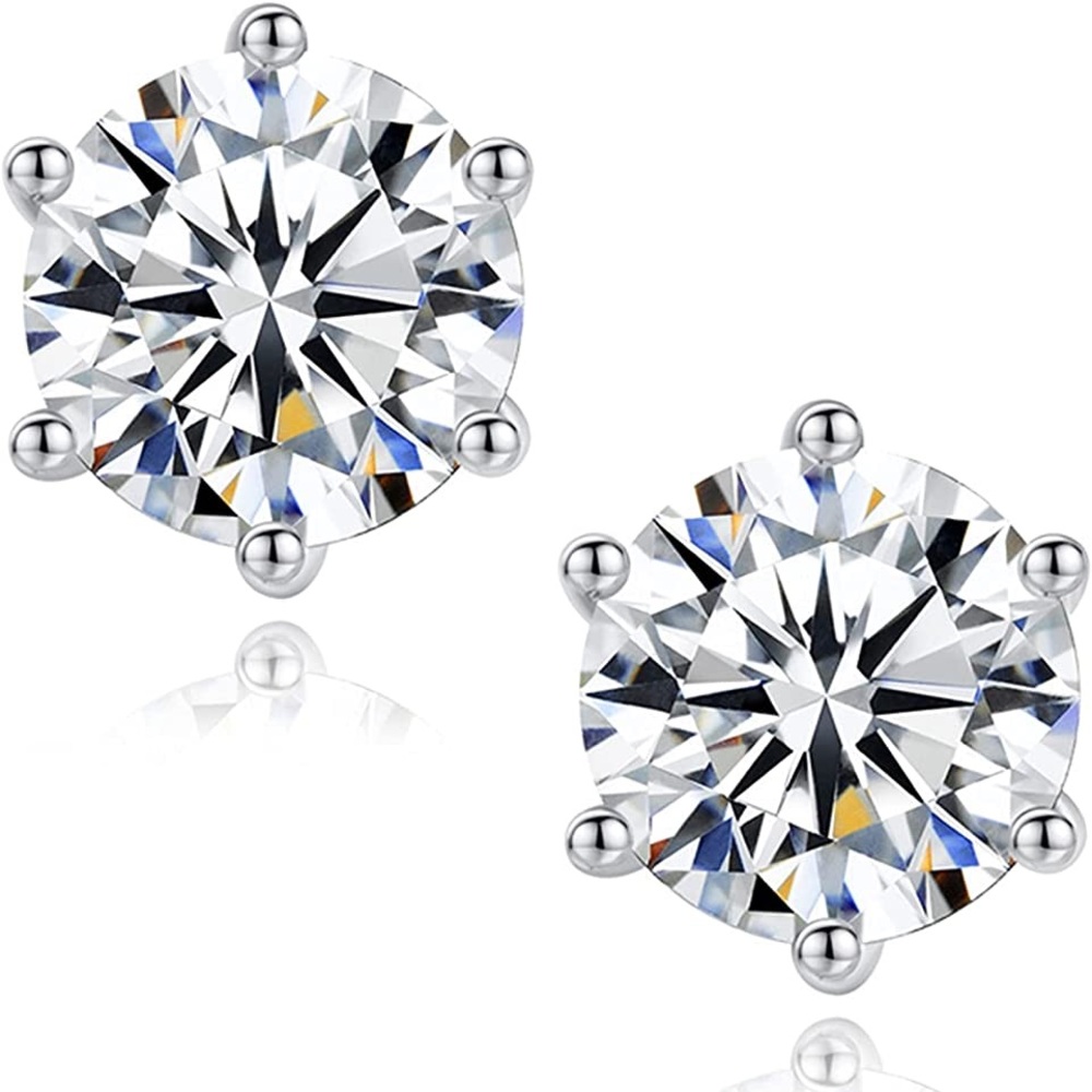 GRA Certified 5MM - 1.0CT Moissanite Sterling Silver Screwback Earrings